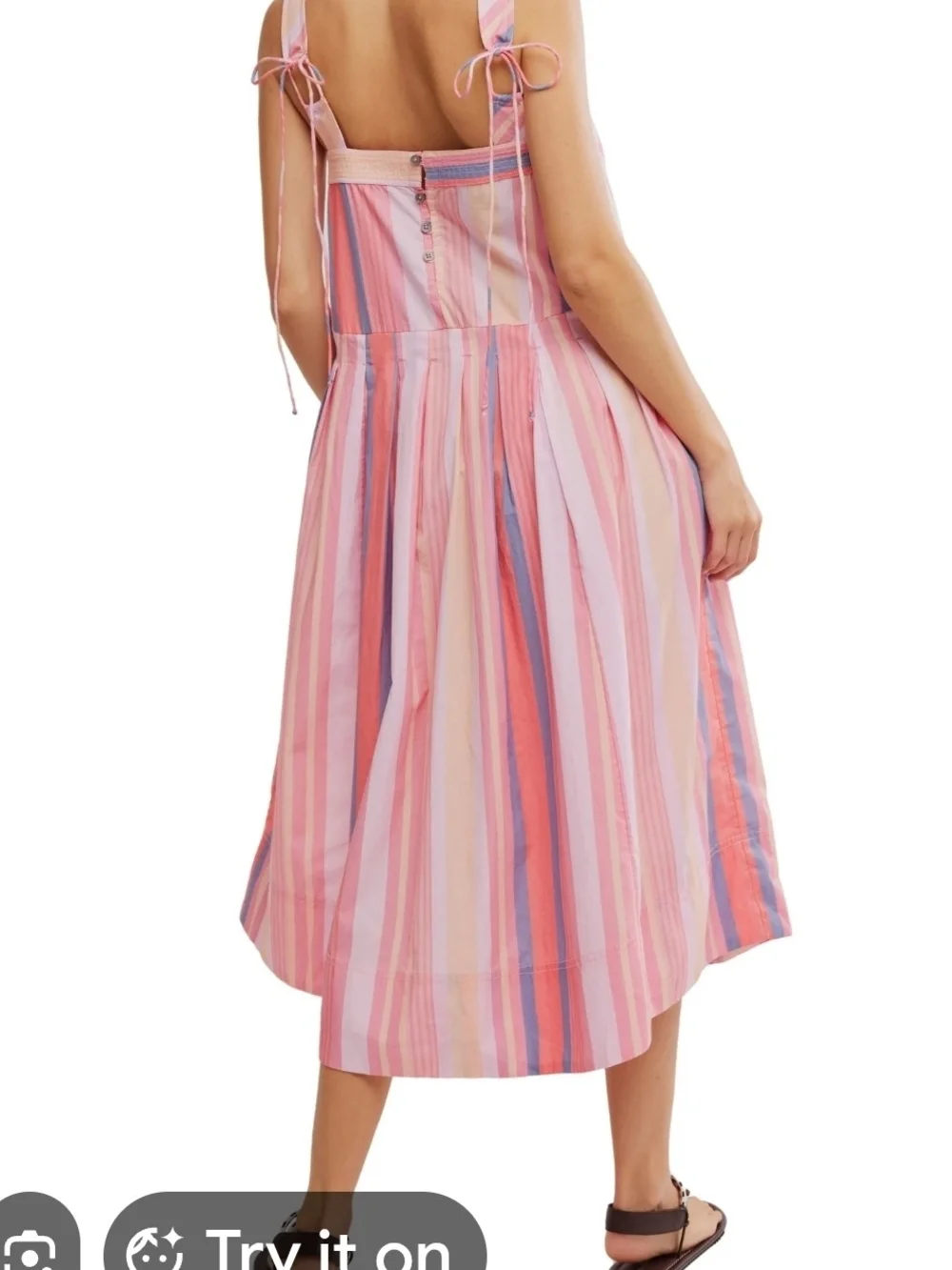 Free People Pink Multi-Stripe Midi Dress